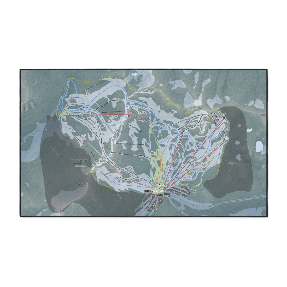 Stevens Pass, Washington Ski Resort Map Heavy Duty Floor Mat