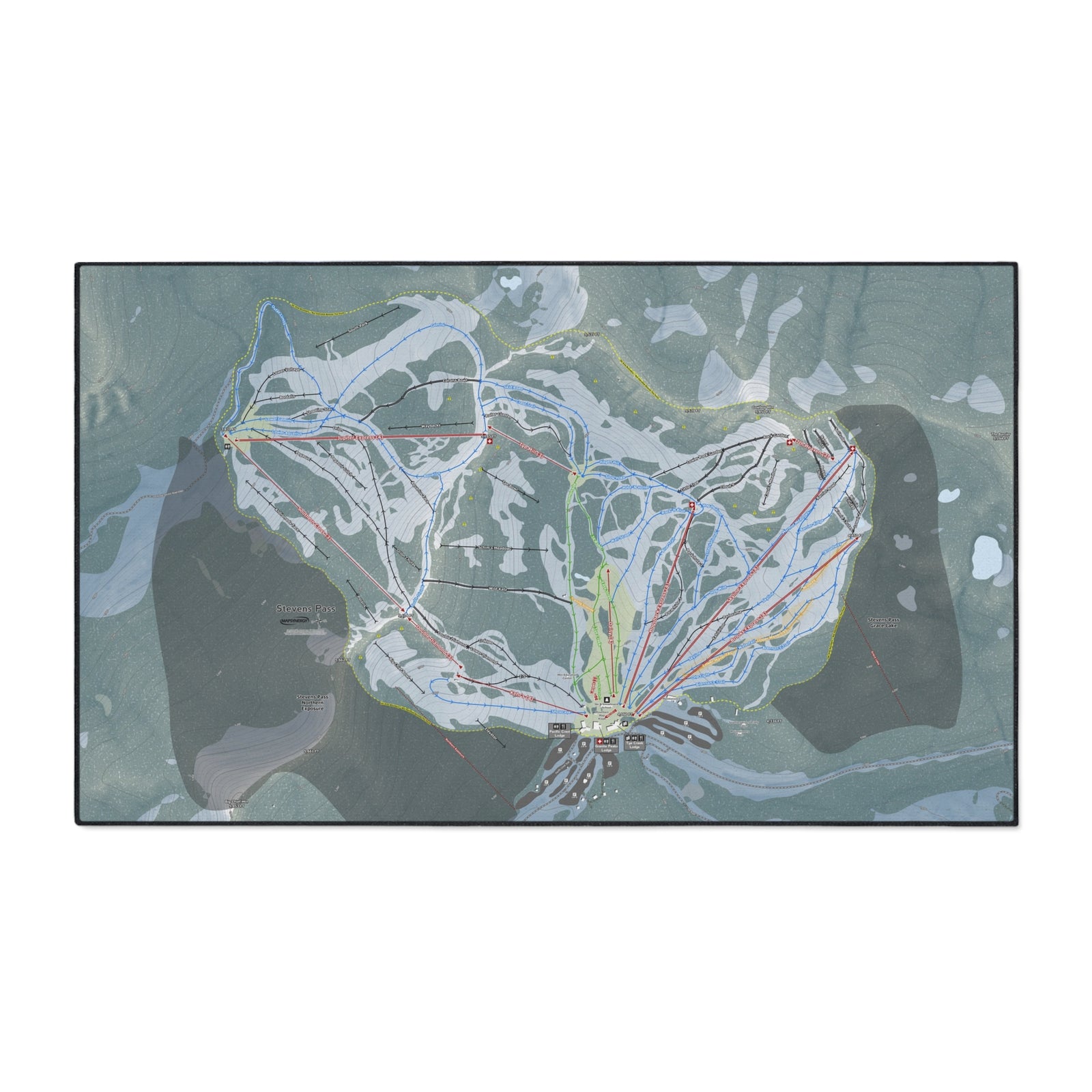 Stevens Pass, Washington Ski Resort Map Heavy Duty Floor Mat