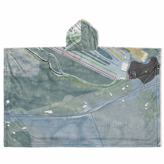 Hermon Mountain, Maine Ski Resort Map Flannel Blanket Poncho