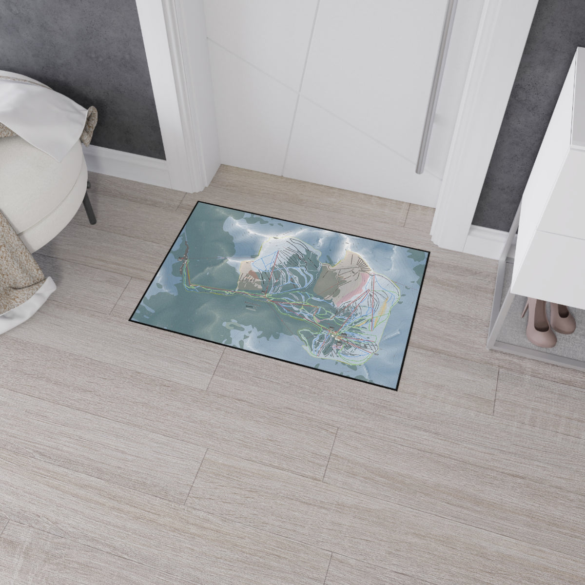 Banff Sunshine, Alberta Ski Resort Map Heavy Duty Floor Mat