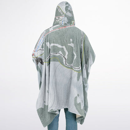 Cottonwood Butte, Idaho Ski Resort Map Flannel Blanket Poncho