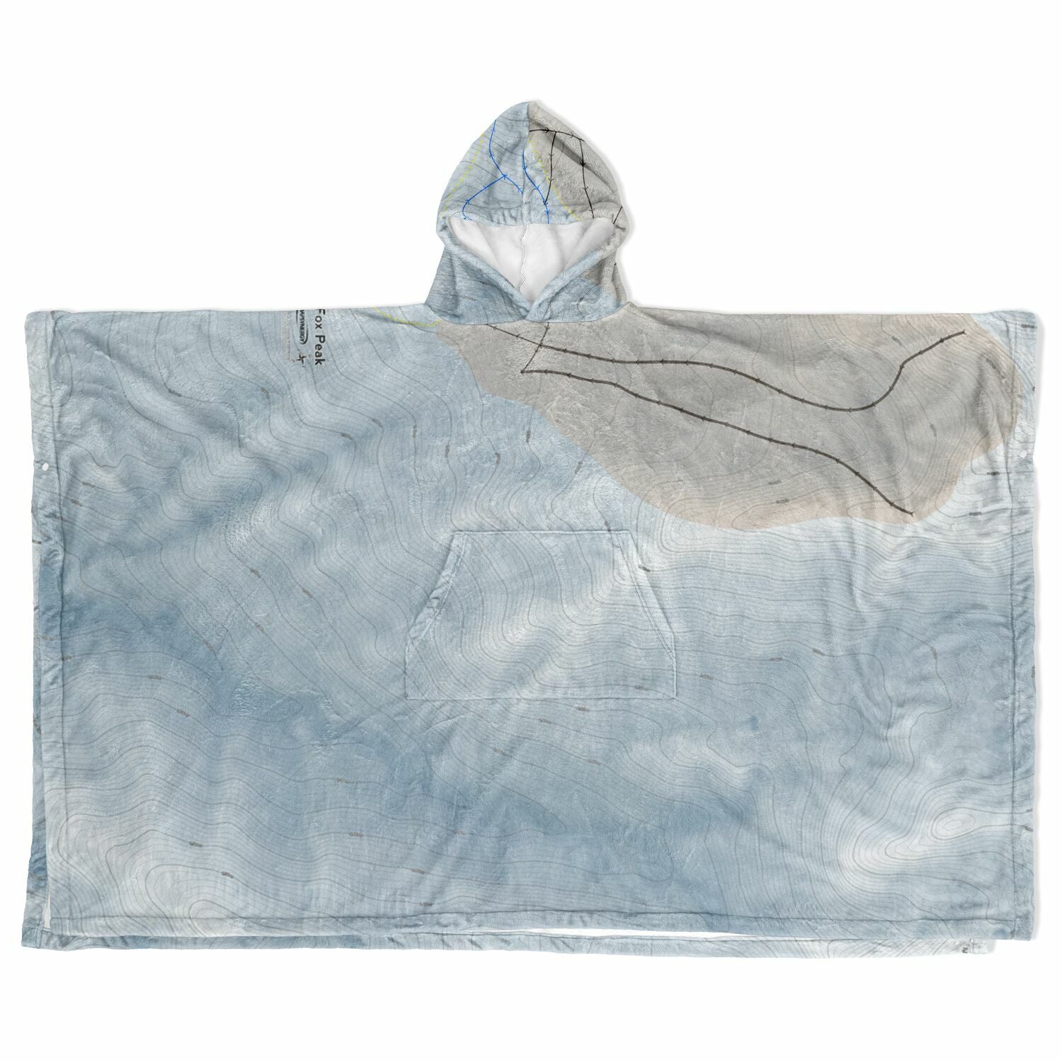 Fox Peak, New Zealand Ski Resort Map Flannel Blanket Poncho