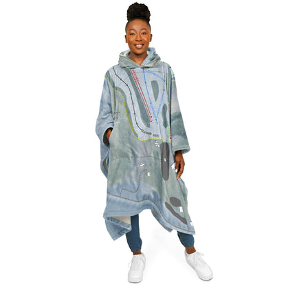 Cochrans, Vermont Ski Resort Map Flannel Blanket Poncho