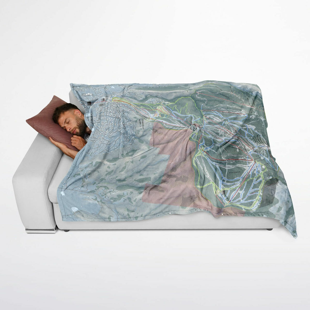 Steamboat, Colorado Ski Resort Map Flannel Blanket Poncho