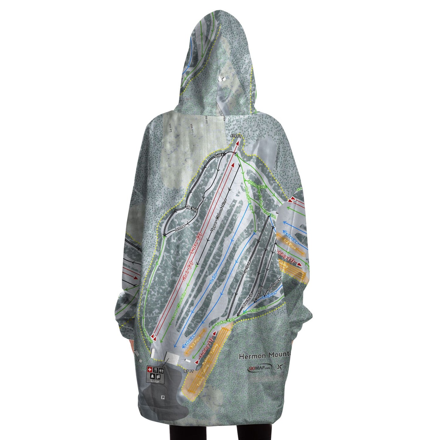 Hermon Mountain, Maine Ski Trail Map - Snug Hoodie - Powderaddicts