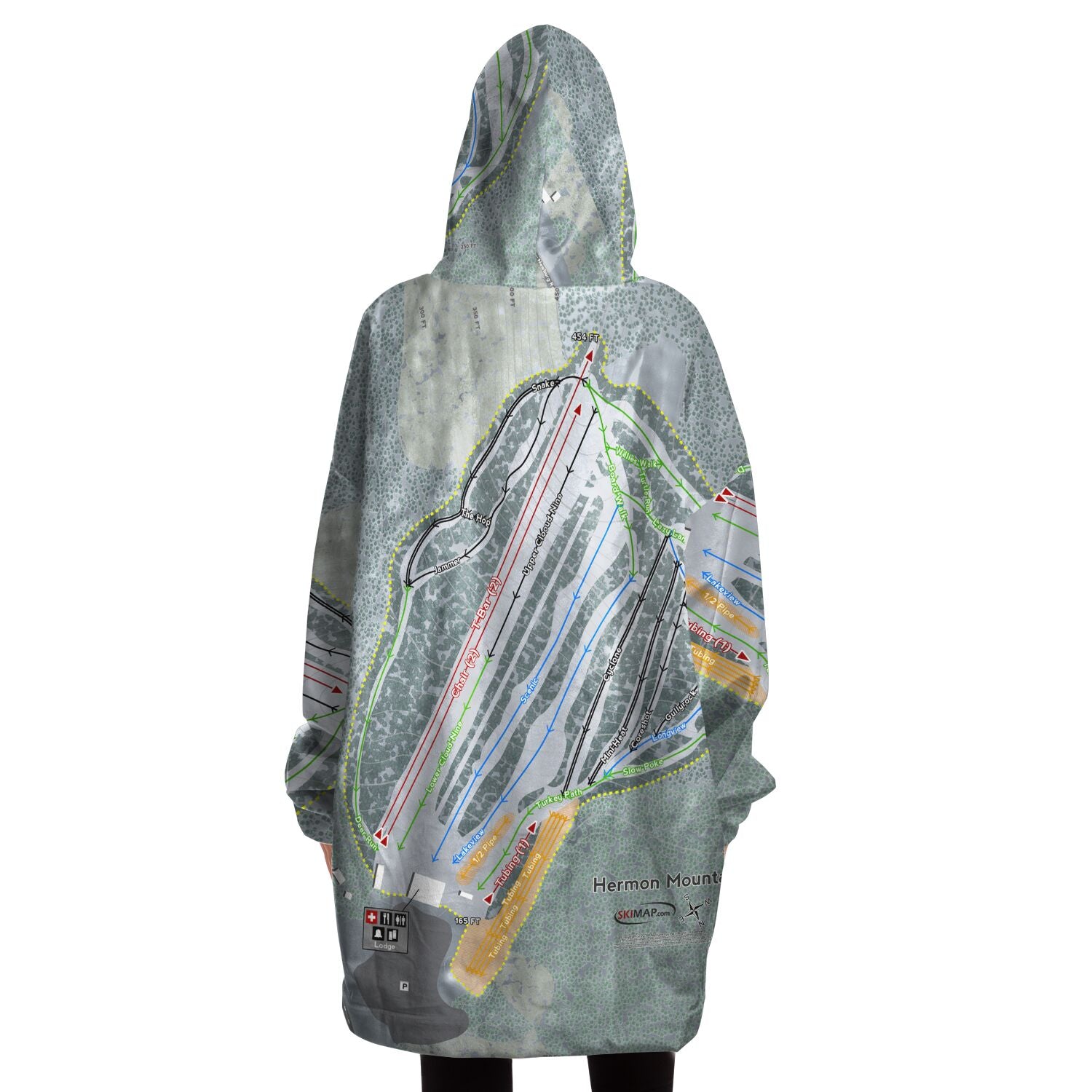 Hermon Mountain, Maine Ski Trail Map - Snug Hoodie - Powderaddicts