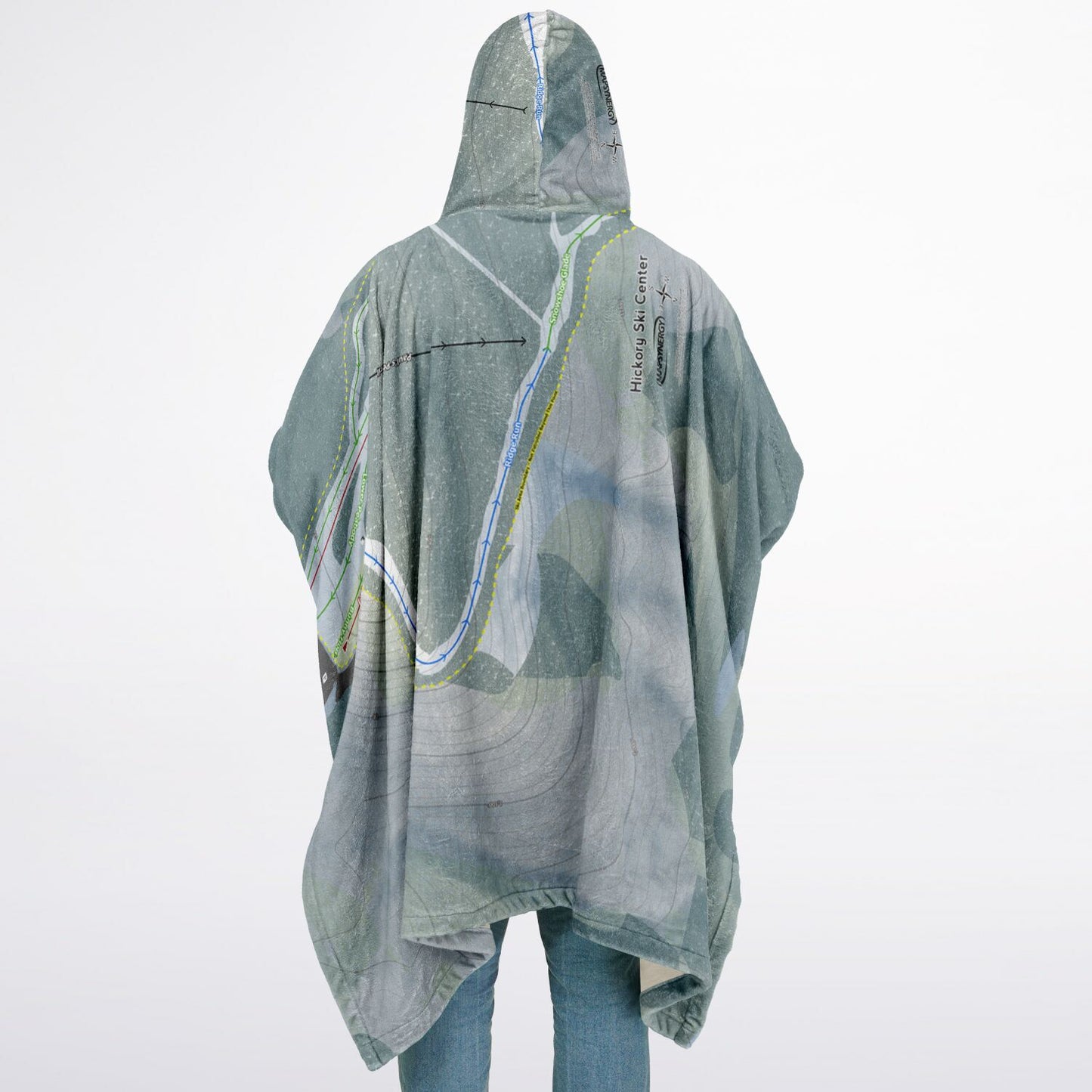Hickory Ski Center, New York Ski Resort Map Flannel Blanket Poncho