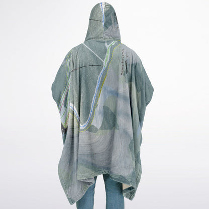 Hickory Ski Center, New York Ski Resort Map Flannel Blanket Poncho