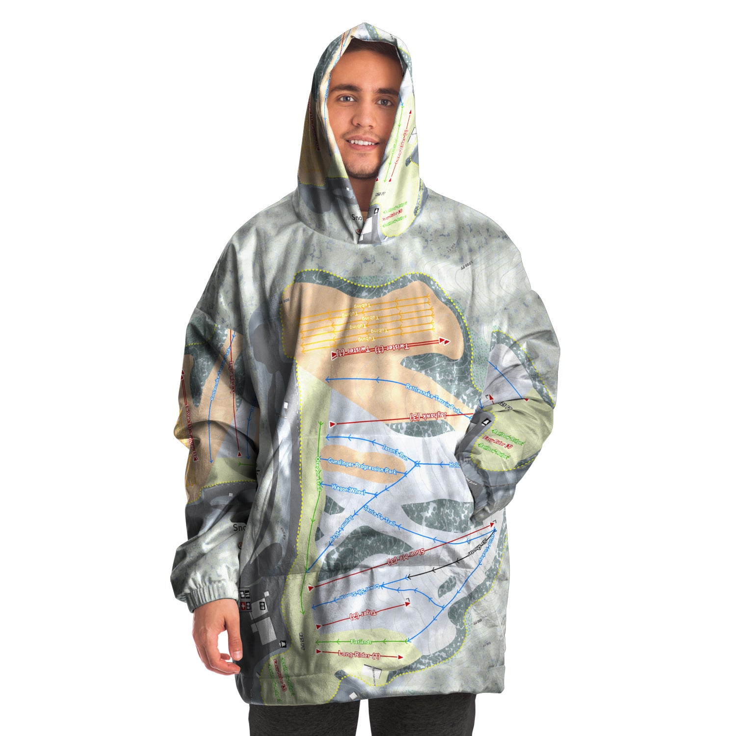Snow Creek, Missouri Ski Trail Map Snug Hoodie - Powderaddicts