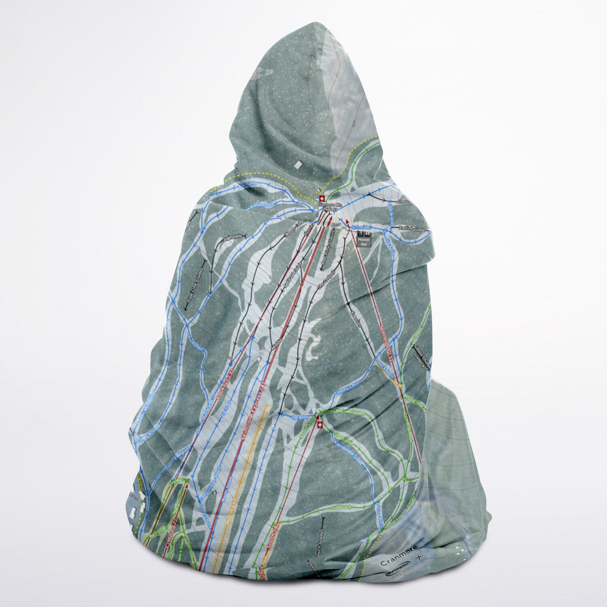 Cranmore Mountain, New Hampshire Ski Trail Map - Youth Hooded Blanket