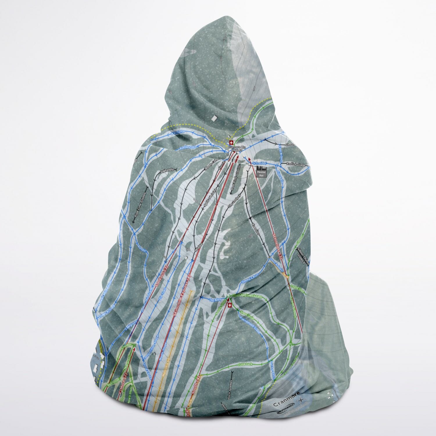 Cranmore Mountain, New Hampshire Ski Trail Map - Youth Hooded Blanket