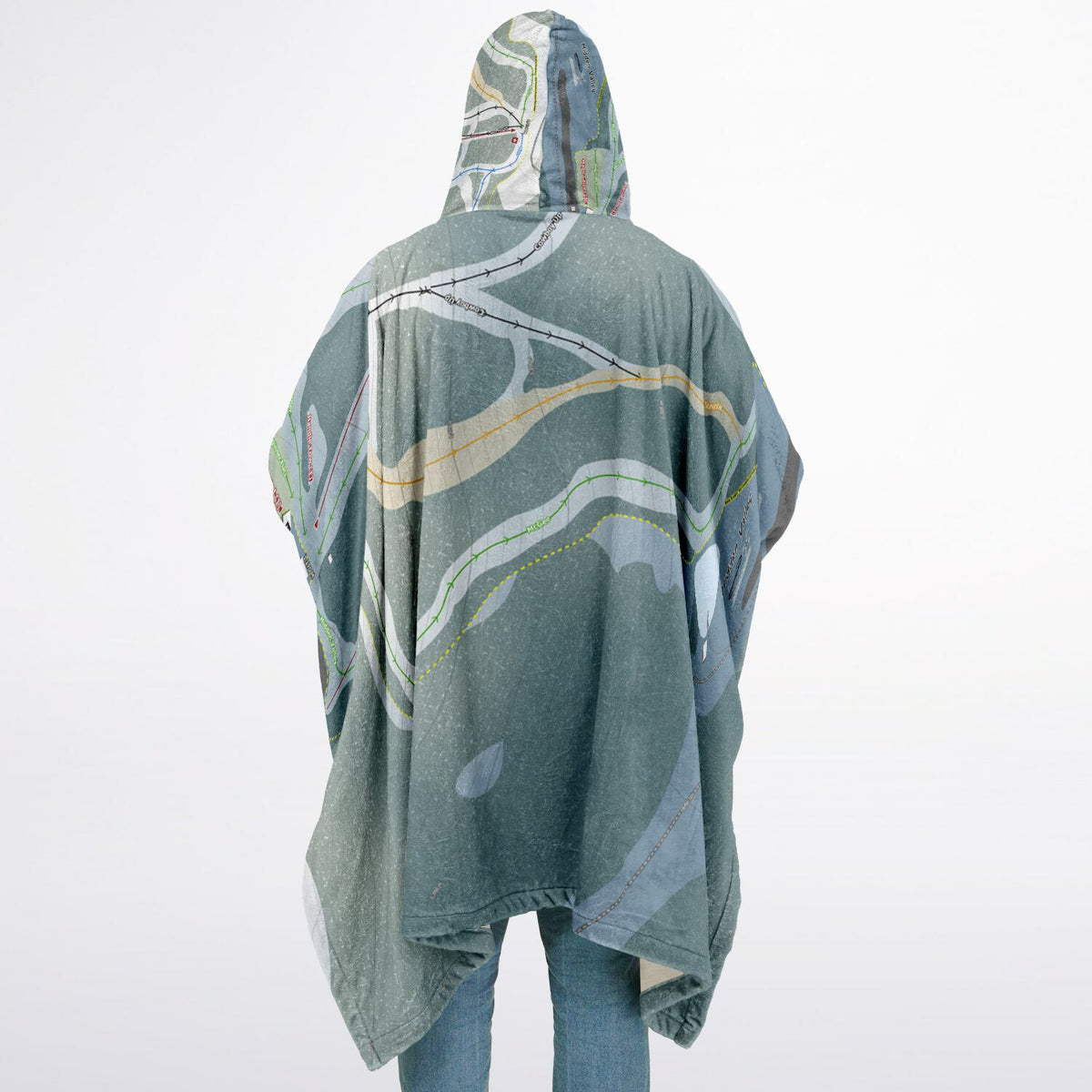 Hidden Valley, Alberta Ski Resort Map Flannel Blanket Poncho