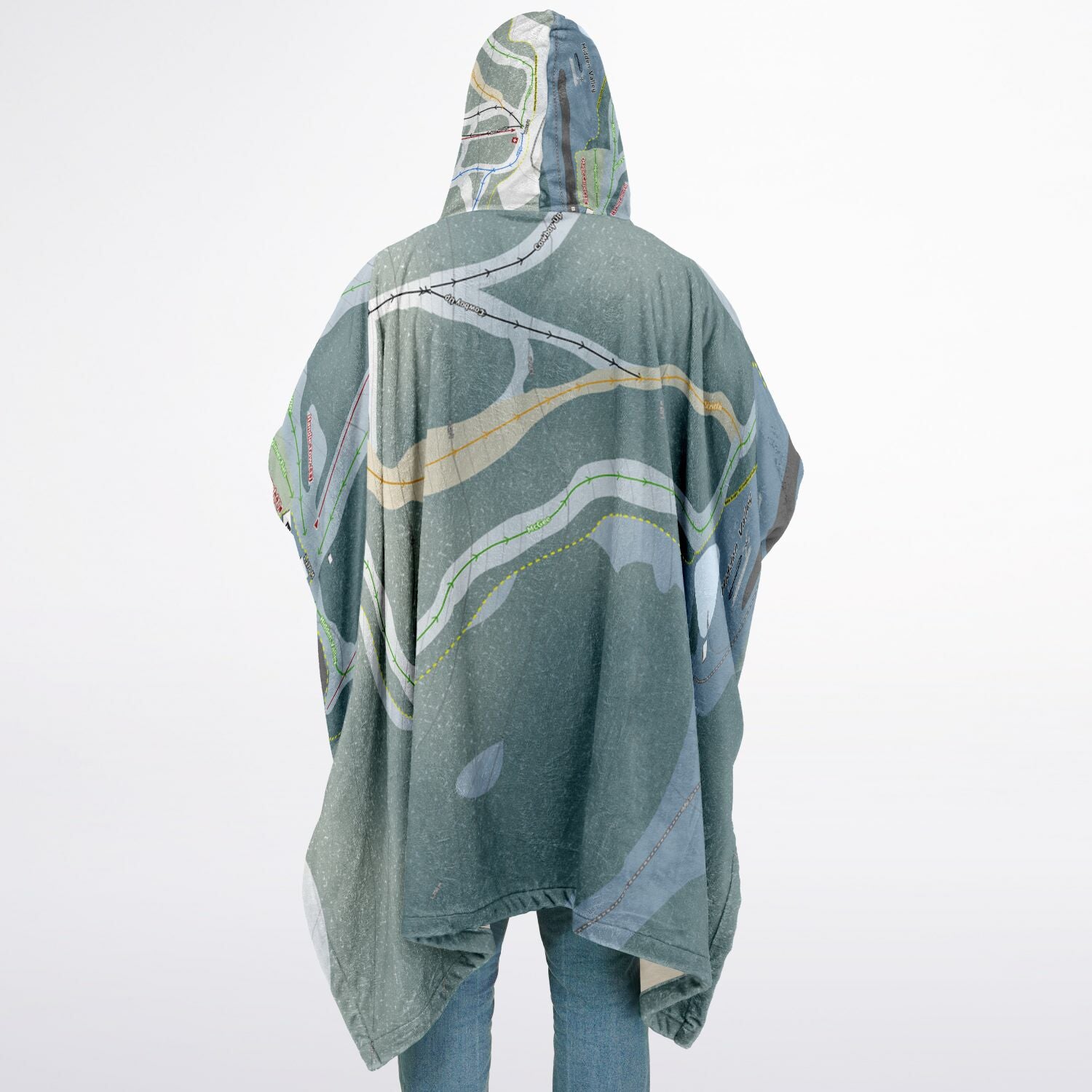 Hidden Valley, Alberta Ski Resort Map Flannel Blanket Poncho