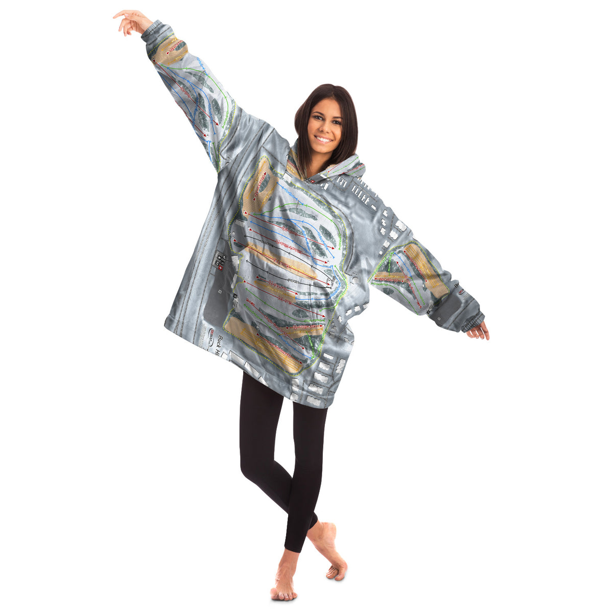 Buck Hill, Minnesota Ski Trail Map Snug Hoodie - Powderaddicts