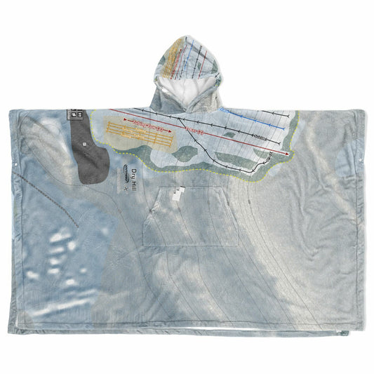 Dry Hill, New York Ski Resort Map Flannel Blanket Poncho