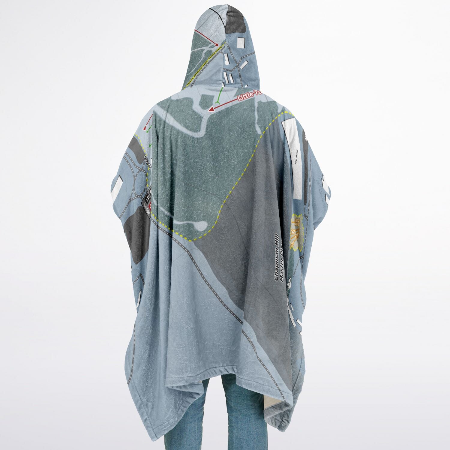 Chapman Hill, Colorado Ski Resort Map Flannel Blanket Poncho