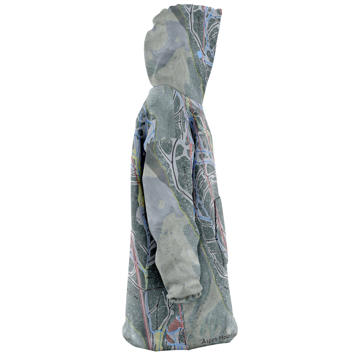Aspen Mountain, Colorado Ski Trail Map Snug Hoodie - Powderaddicts