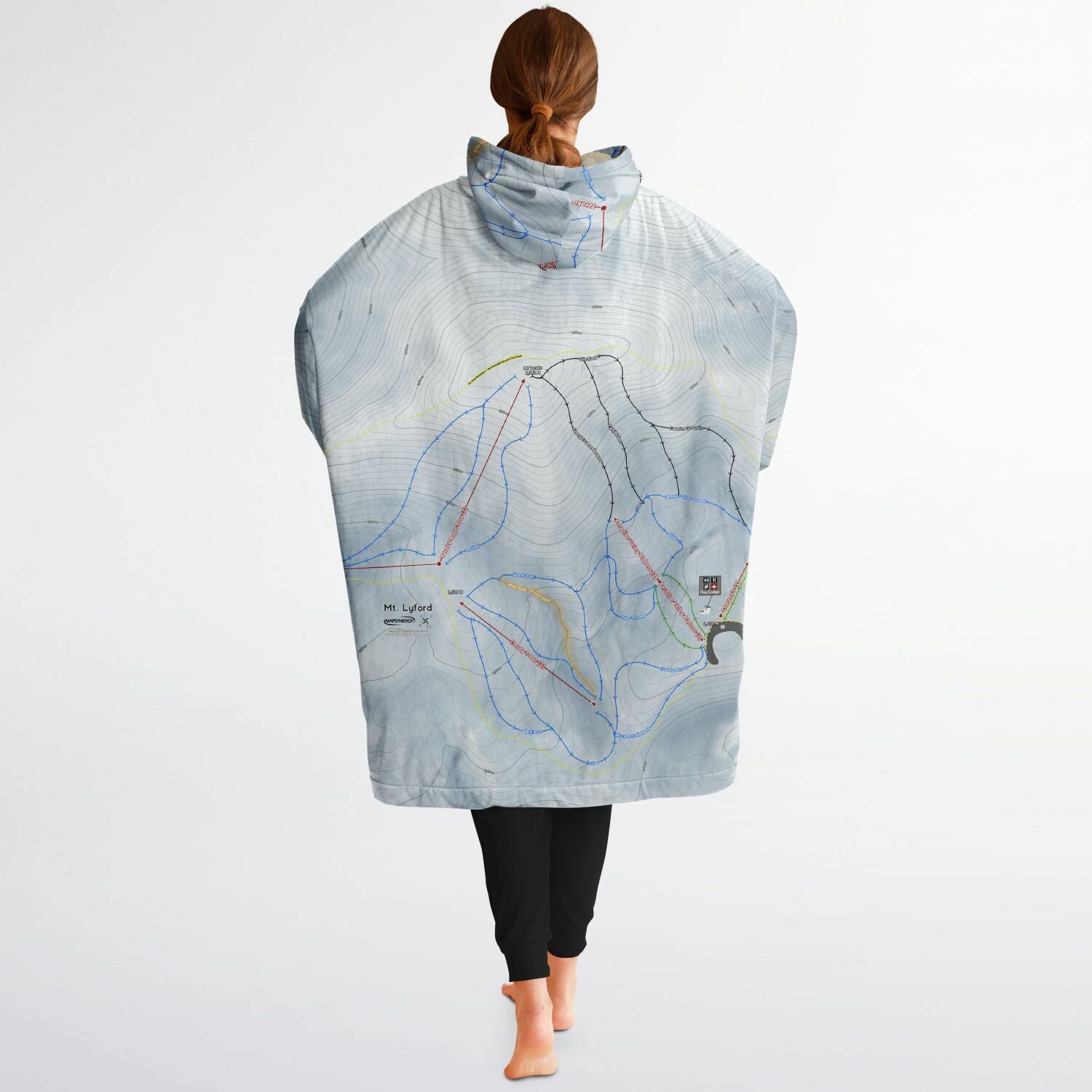 Mt Lyford, New Zealand Ski Trail Map - Snug Hoodie - Powderaddicts
