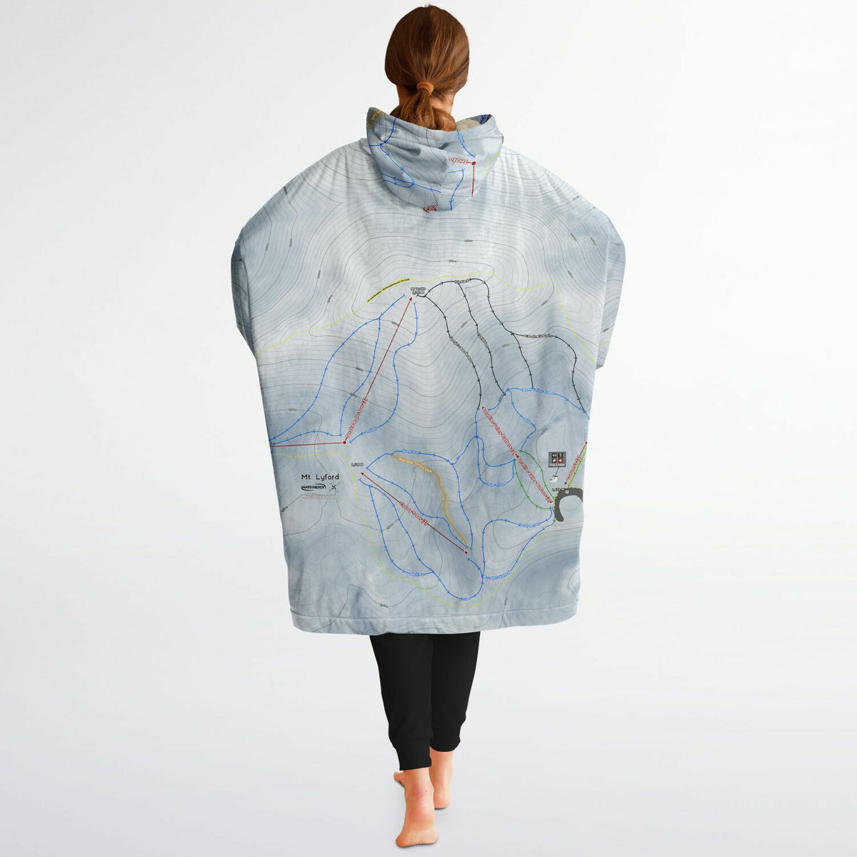 Mt Lyford, New Zealand Ski Trail Map - Snug Hoodie