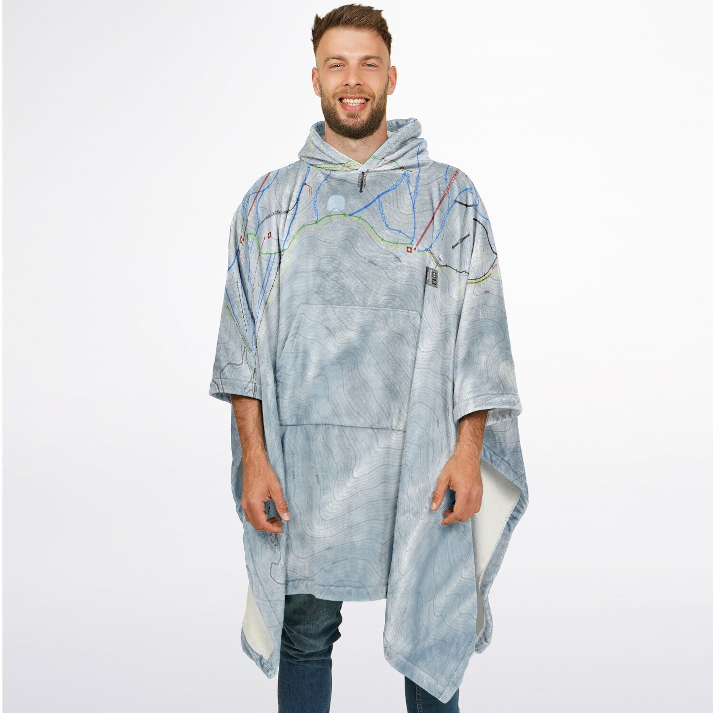 Cardrona, New Zealand Ski Resort Map Flannel Blanket Poncho - Powderaddicts