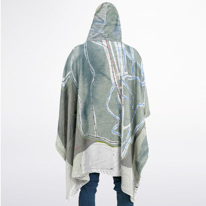 Bigrock Mountain, Maine Ski Resort Map Flannel Blanket Poncho