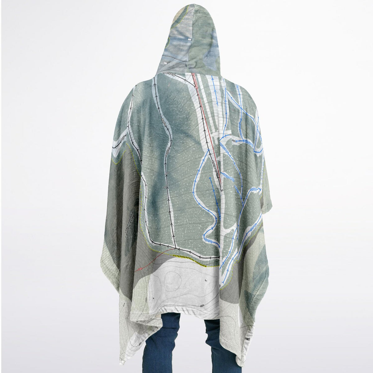 Bigrock Mountain, Maine Ski Resort Map Flannel Blanket Poncho