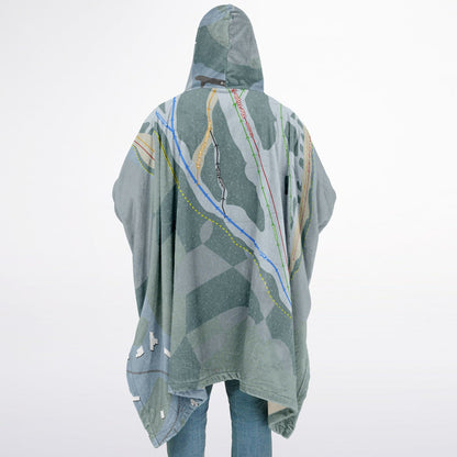 Hilltop, Alaska Ski Resort Map Flannel Blanket Poncho