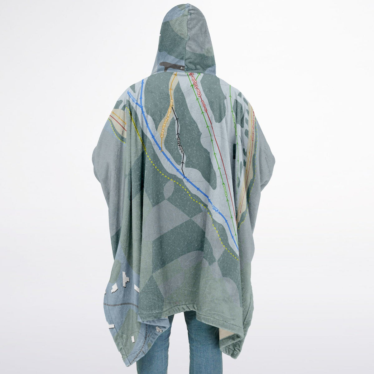 Hilltop, Alaska Ski Resort Map Flannel Blanket Poncho