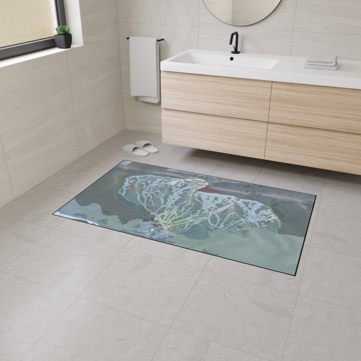 Fernie, British Columbia Ski Resort Map Heavy Duty Floor Mat