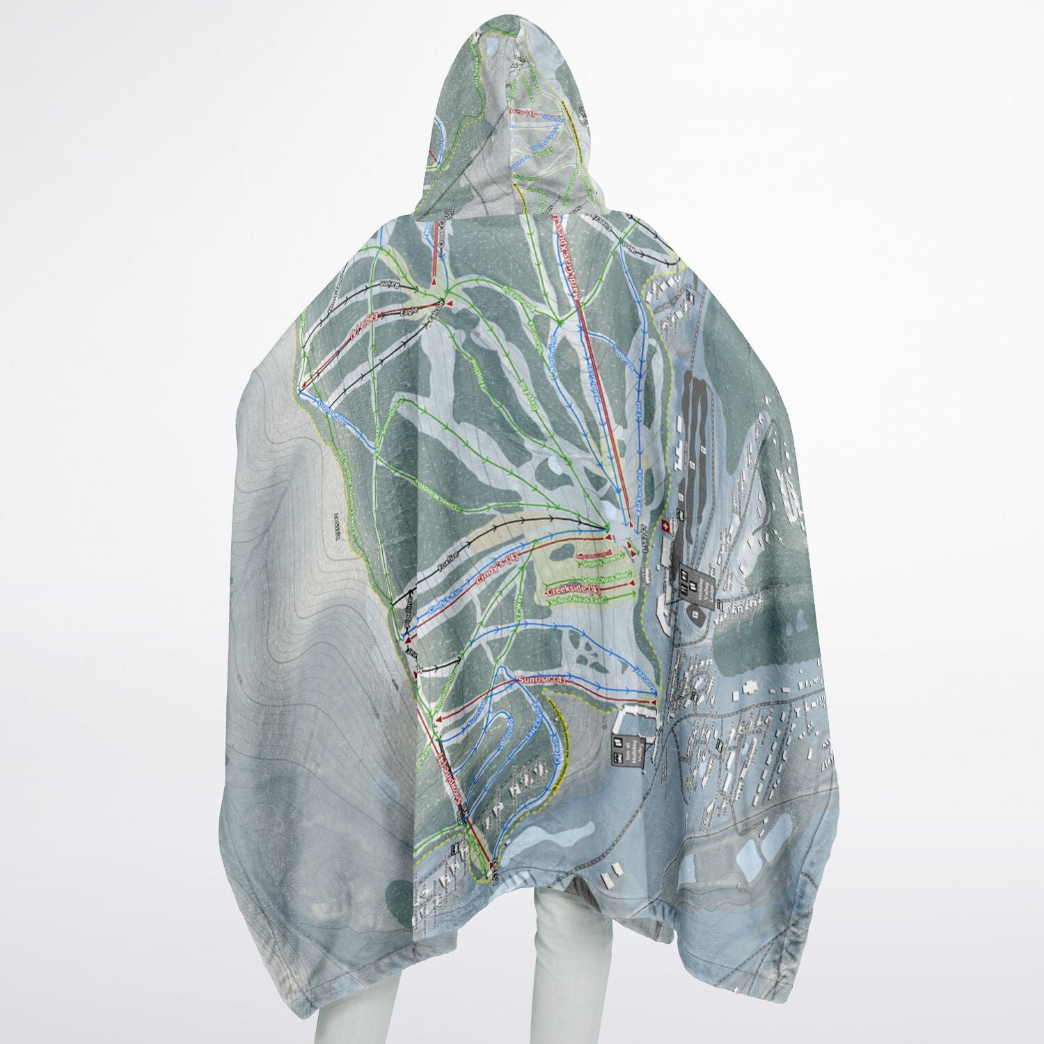 Holiday Valley, New York Ski Resort Map Flannel Blanket Poncho