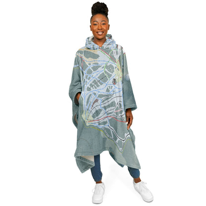 Grouse Mountain, British Columbia Ski Resort Map Flannel Blanket Poncho