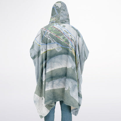 Pebble Creek, Idaho Ski Resort Map Flannel Blanket Poncho
