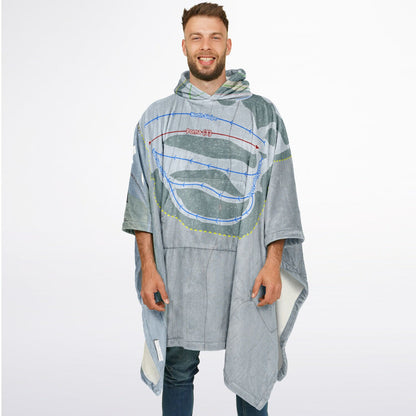 Beartown, New York Ski Resort Map Flannel Blanket Poncho