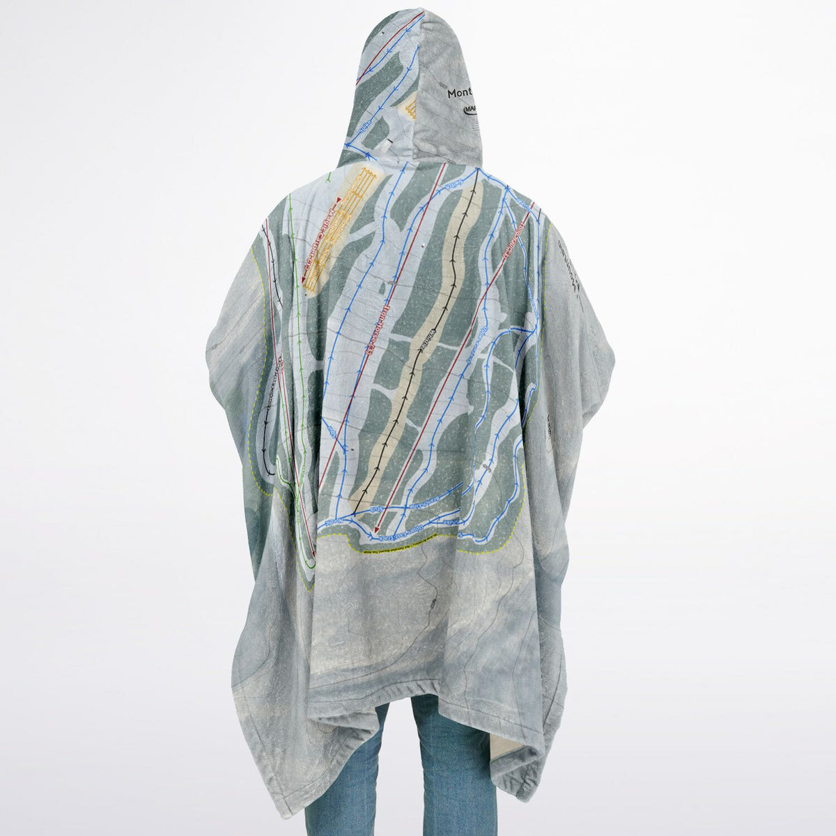 Montage Mountain, Pennsylvania Ski Resort Map Flannel Blanket Poncho
