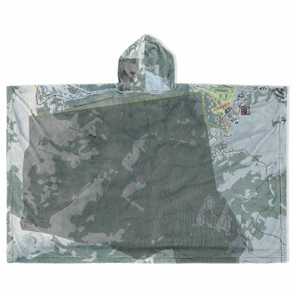 Tamarack, Idaho Ski Resort Map Flannel Blanket Poncho