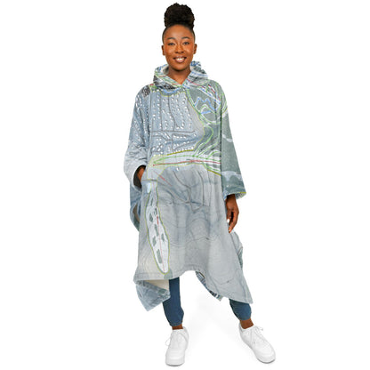 Holimont, New York Ski Resort Map Flannel Blanket Poncho