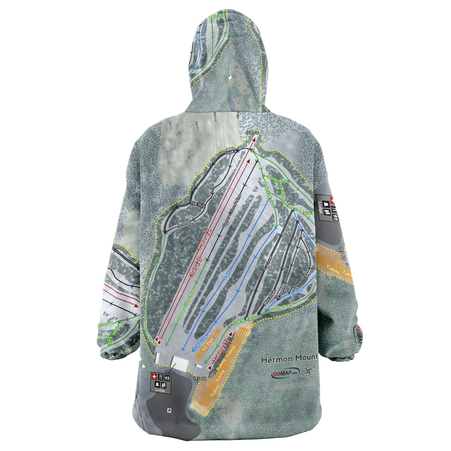 Hermon Mountain, Maine Ski Trail Map - Snug Hoodie - Powderaddicts