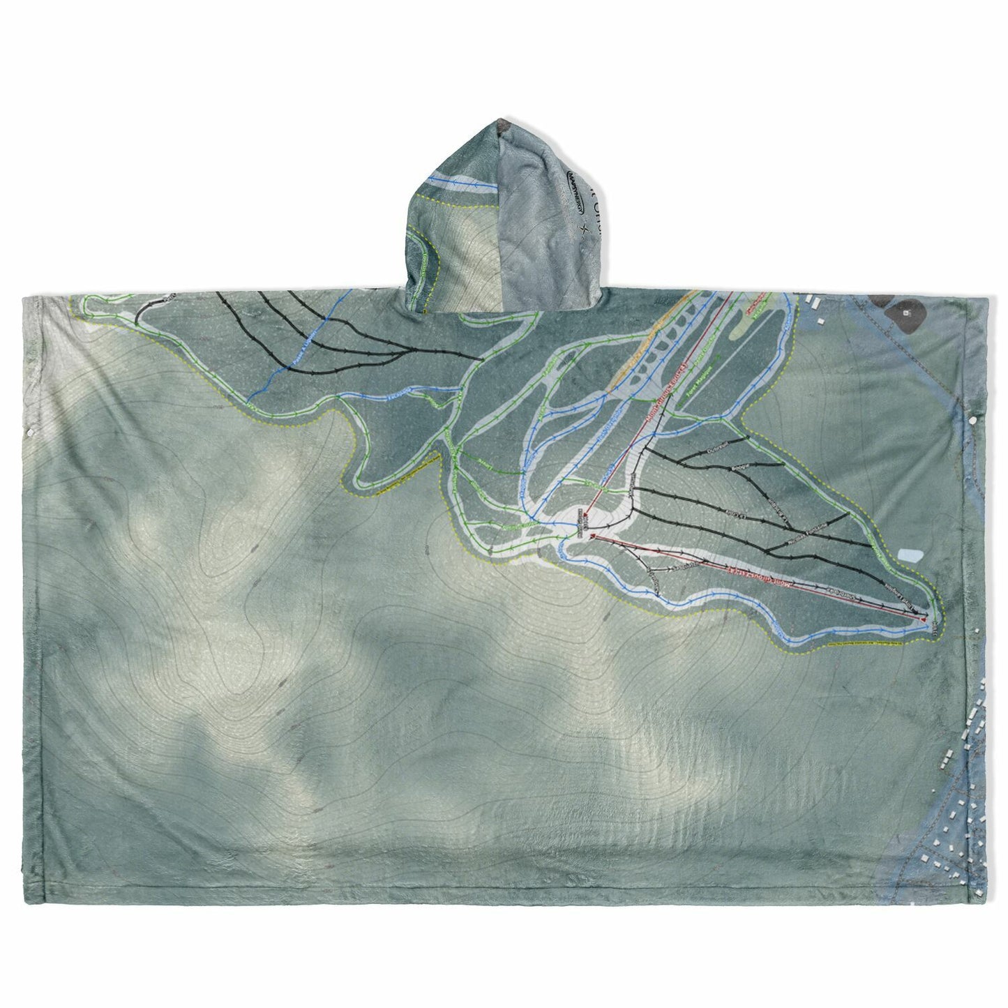 Mont Orford, Quebec Ski Resort Map Flannel Blanket Poncho