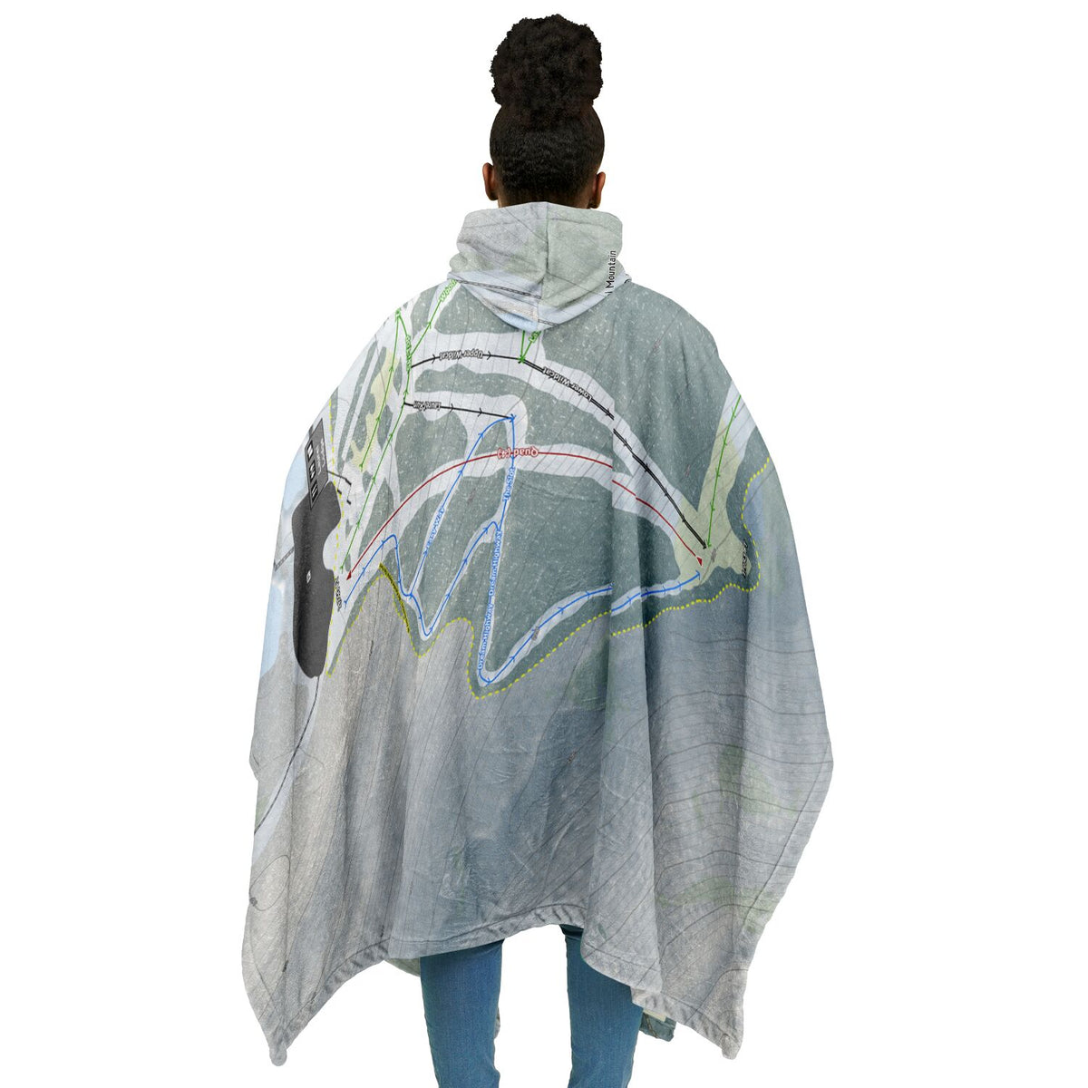 Laurel Mountain, Pennsylvania Ski Resort Map Flannel Blanket Poncho