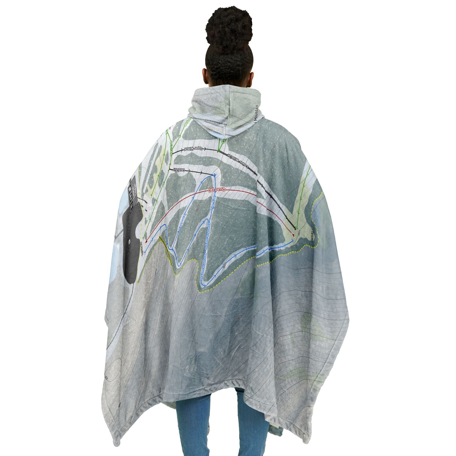 Laurel Mountain, Pennsylvania Ski Resort Map Flannel Blanket Poncho