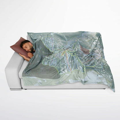 Sun Peaks, British Columbia Ski Resort Map Flannel Blanket Poncho