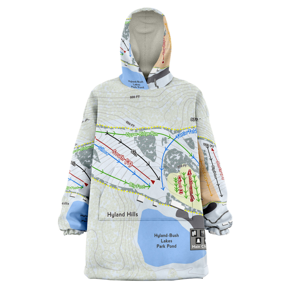 Hyland Hills, Minnesota Ski Trail Map - Snug Hoodie