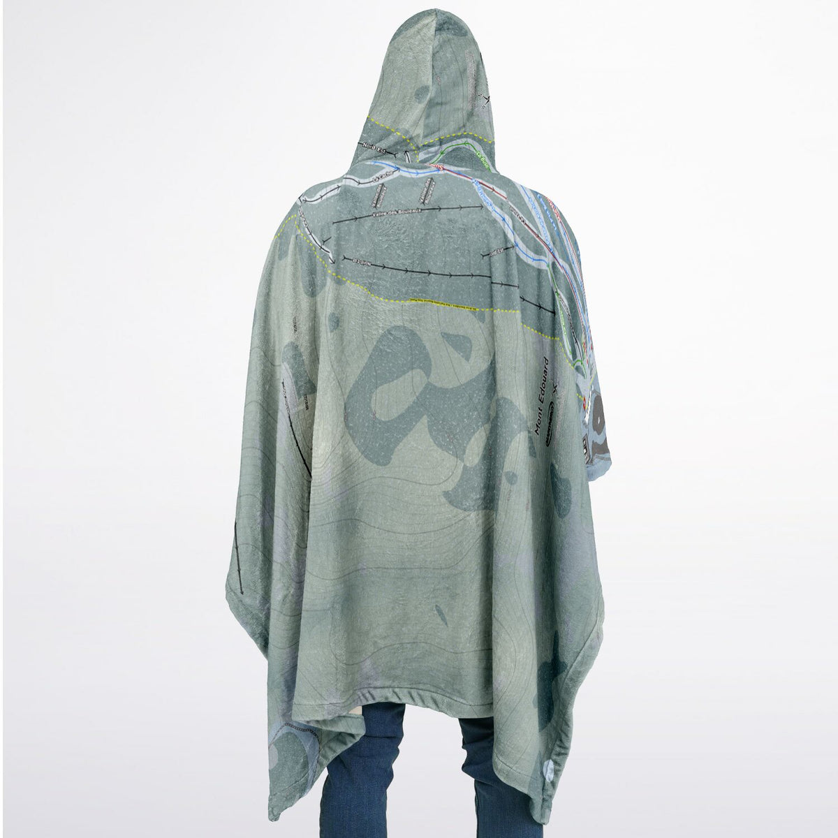 Mont Edouard, Quebec Ski Resort Map Flannel Blanket Poncho