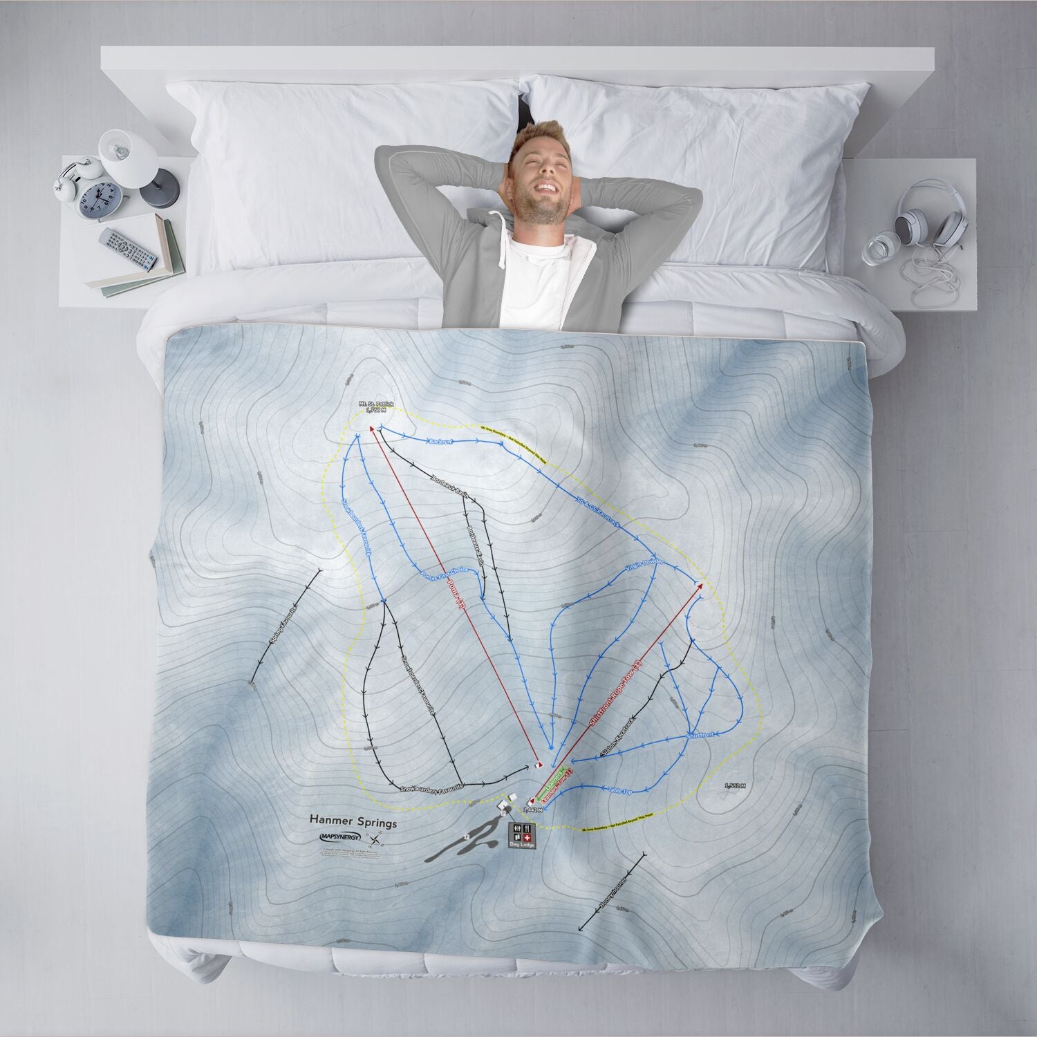 Hanmer Springs, New Zealand Ski Resort Map XL Blanket