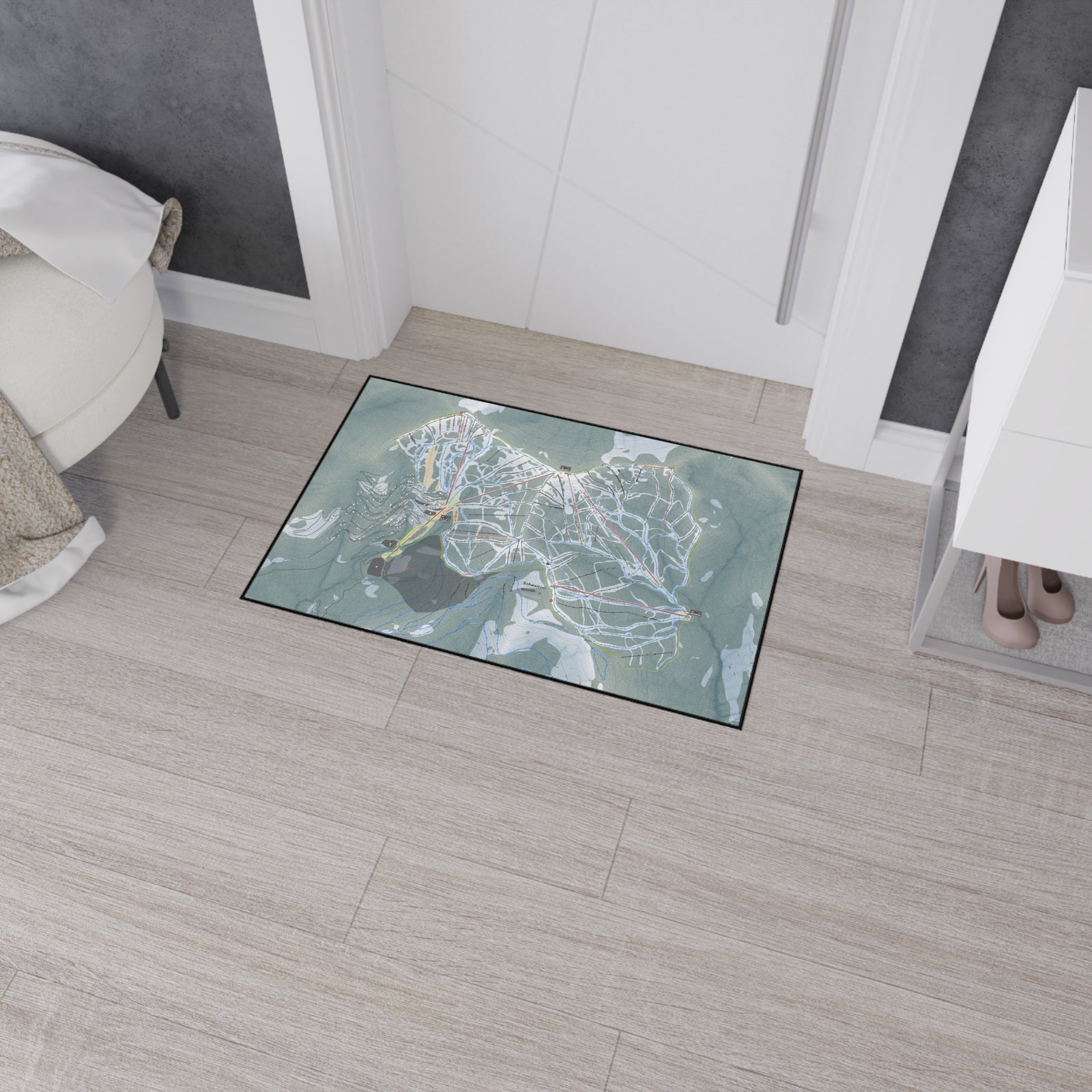 Schweitzer, Idaho Ski Resort Map Heavy Duty Floor Mat