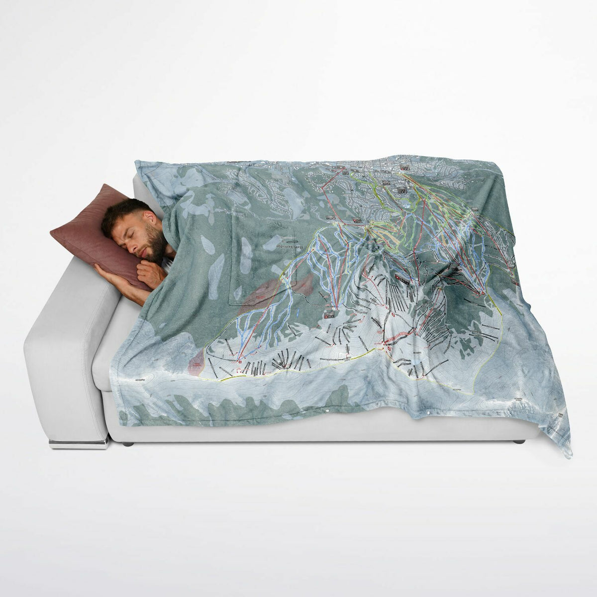 Breckenridge, Colorado Ski Resort Map Flannel Blanket Poncho