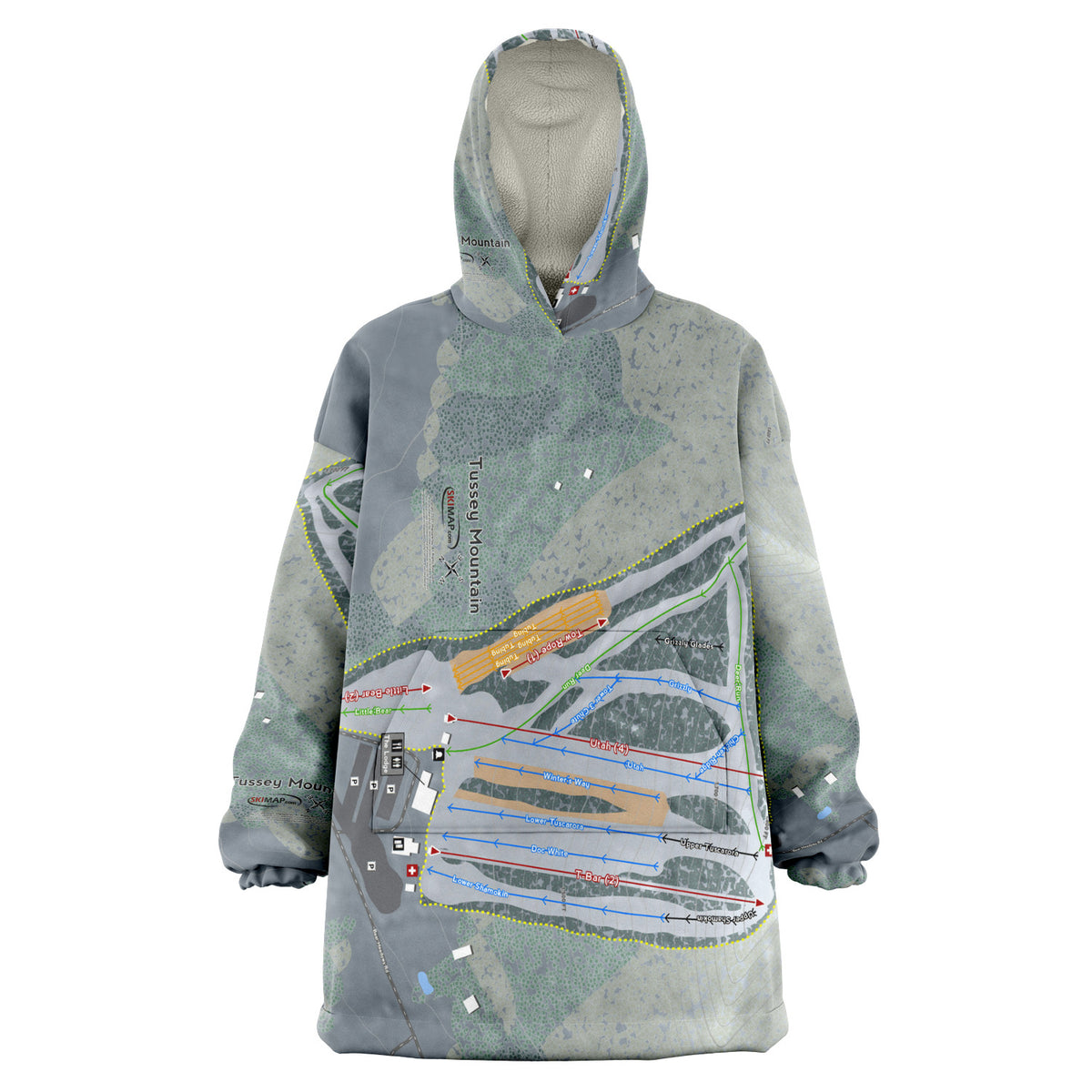 Tussey Mountain, Pennsylvania Ski Trail Map Snug Hoodie