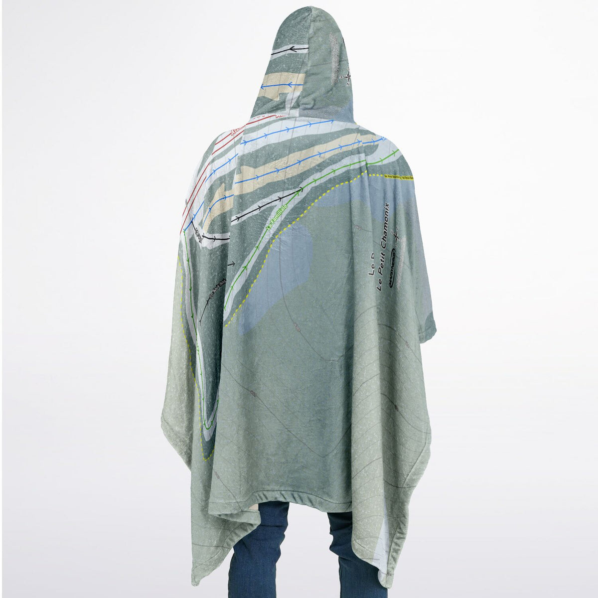 Le Petit Chamonix, Quebec Ski Resort Map Flannel Blanket Poncho