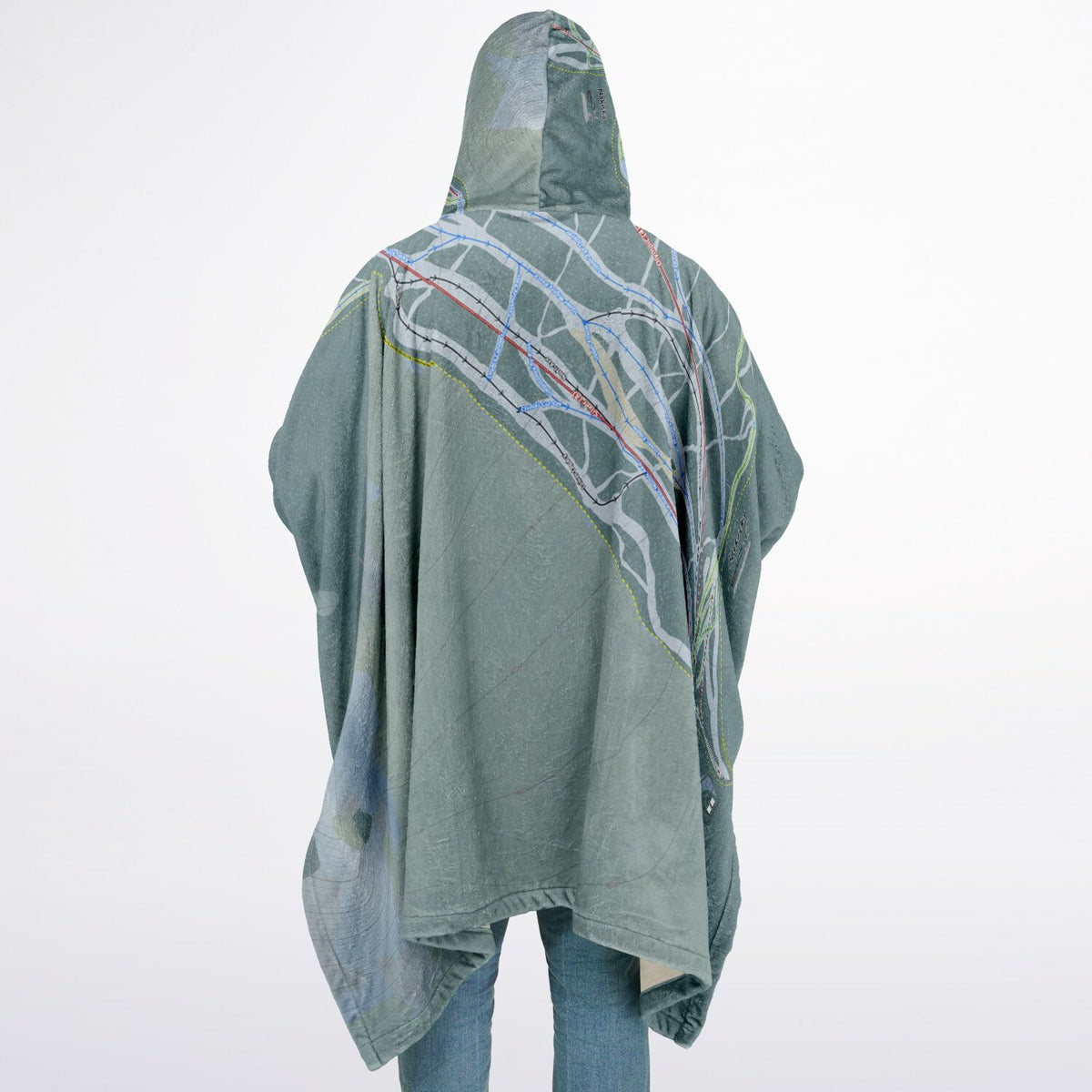 Nakiska, Alberta Ski Resort Map Flannel Blanket Poncho