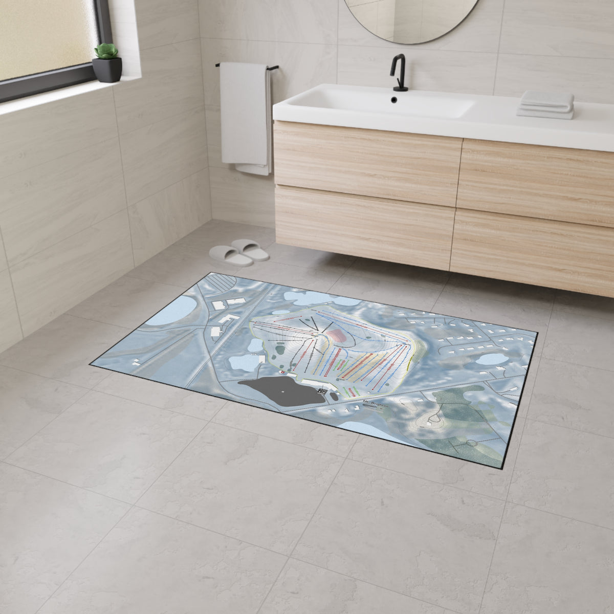 Mt Brighton, Michigan Ski Resort Map Heavy Duty Floor Mat